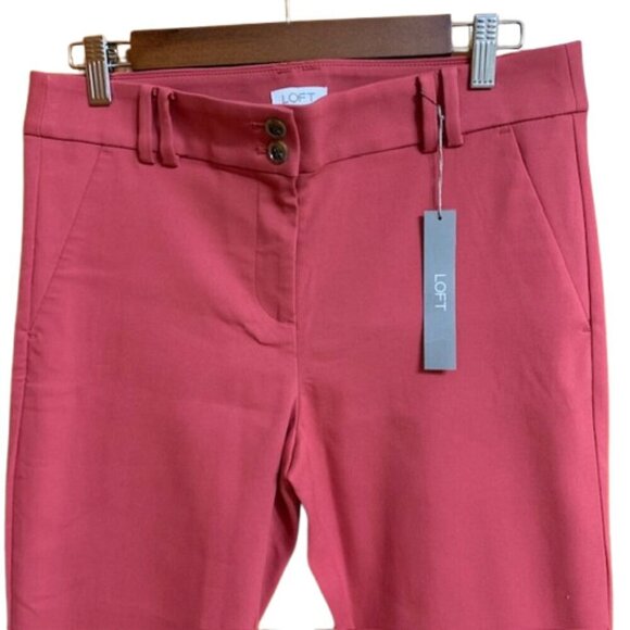 NWT LOFT Women's Double Button Skinny Ankle Pant Raspberry Size 6 - Picture 5 of 12